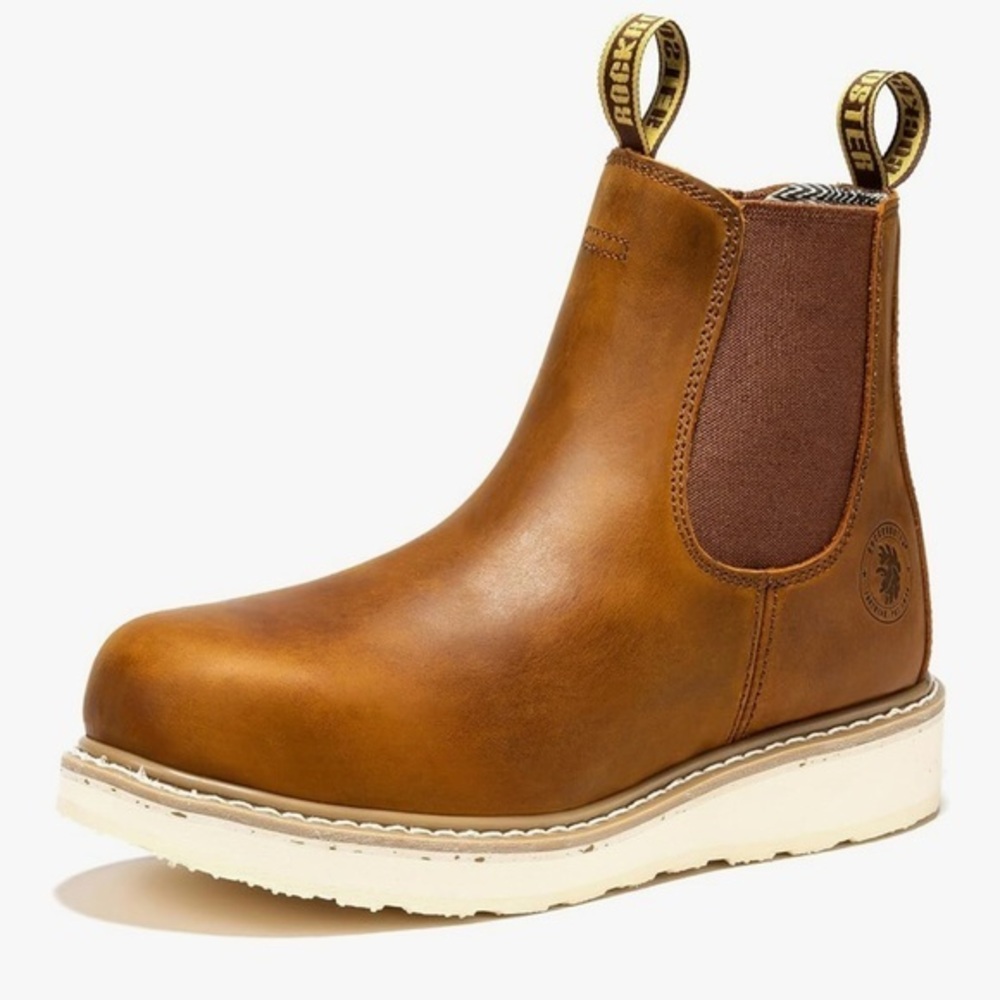 Steel Toe Slip On Work Boots Chelsea Brown Leather Boots size 11.5 wide It#P15